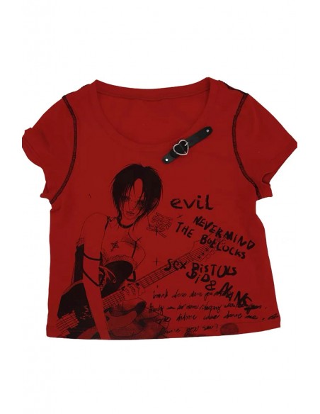 Top Punk Rock Girl en Rojo - Evil Tooth