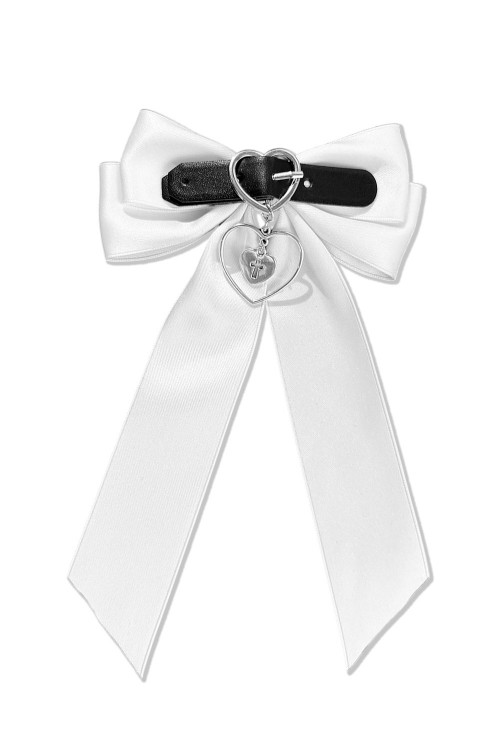 White Heart Buckle Bow