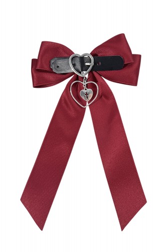 Red Heart Buckle Hairclip Bow