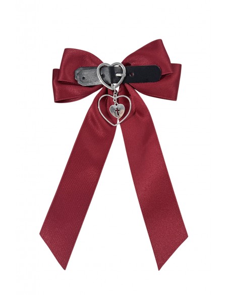 Red Heart Buckle Hairclip Bow