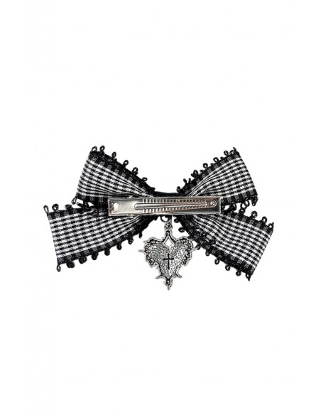 Gothic Lolita Heart Bow Hairclip in Black