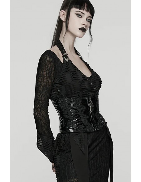 Gothic Vinyl Underbust Corset - Punk Rave