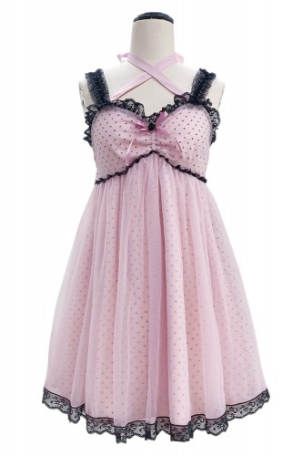 Pink & Black Polka Dot Dress - Evil Tooth