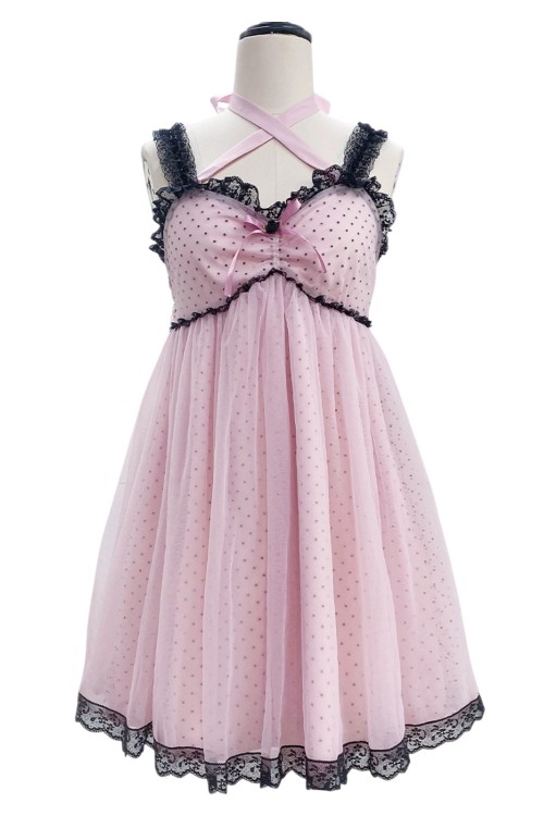 Pink & Black Polka Dot Dress - Evil Tooth