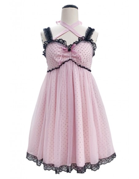 Pink & Black Polka Dot Dress - Evil Tooth