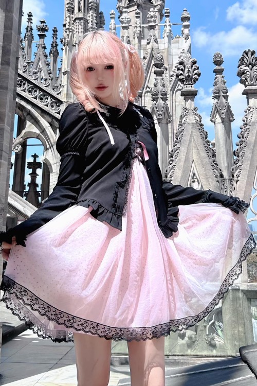 Pink & Black Polka Dot Dress - Evil Tooth