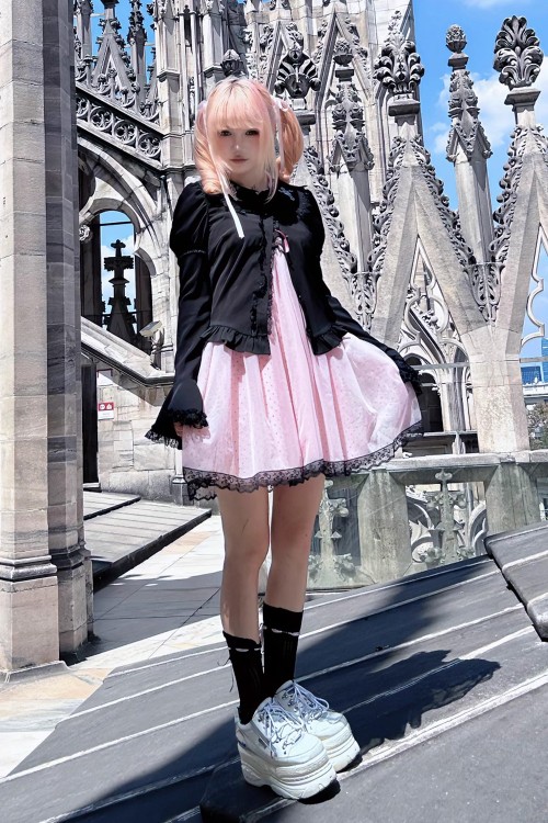 Pink & Black Polka Dot Dress - Evil Tooth