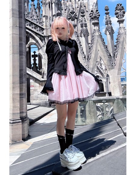 Pink & Black Polka Dot Dress - Evil Tooth