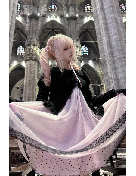 Pink & Black Polka Dot Dress - Evil Tooth