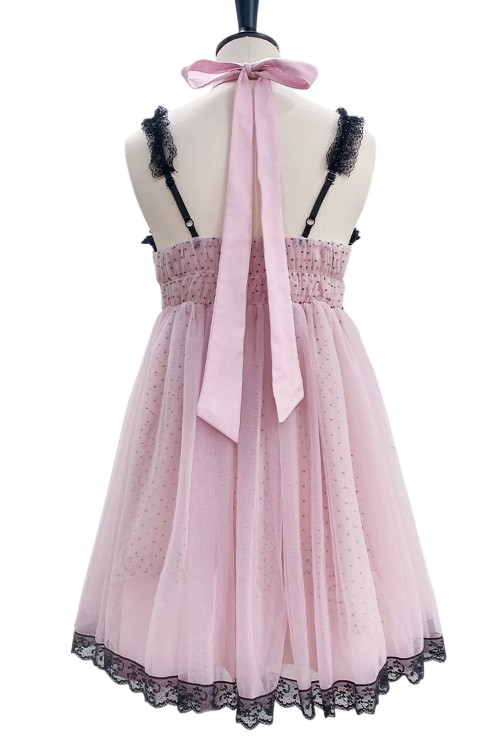 Pink & Black Polka Dot Dress - Evil Tooth