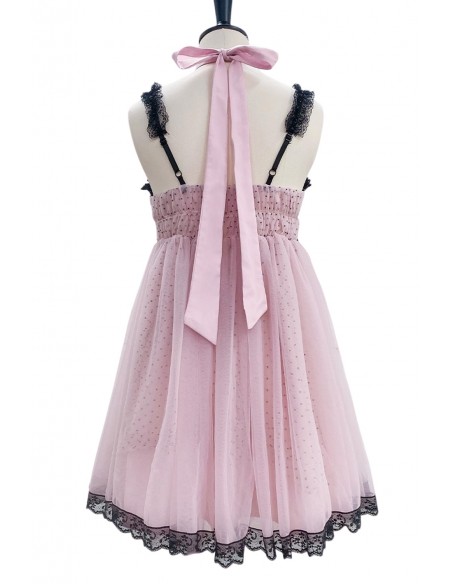 Pink & Black Polka Dot Dress - Evil Tooth