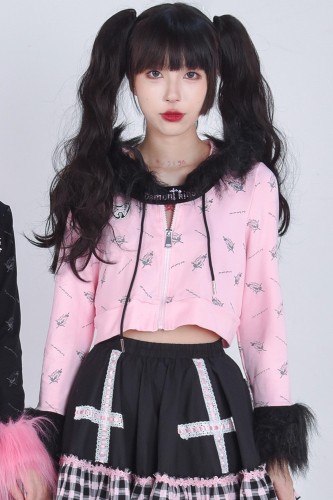 Pink x Black Punk Goth Hooded Jacket - Evil Tooth