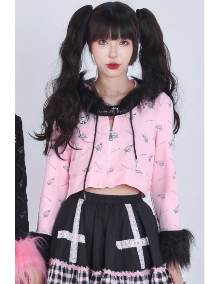 Pink x Black Punk Goth Hooded Jacket - Evil Tooth