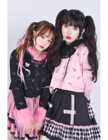 Pink x Black Punk Goth Hooded Jacket - Evil Tooth