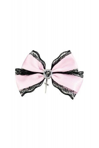 Lazo Satin Lace Cross Rosa x Negro