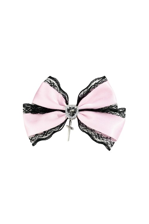 Lazo Para la Cabeza Satin Lace Cross Rosa x Negro