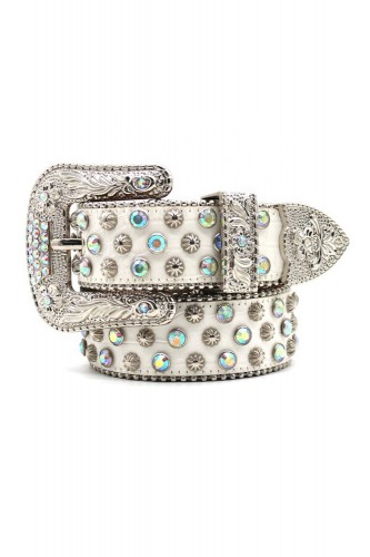 White & Aura Rhinestone Belt