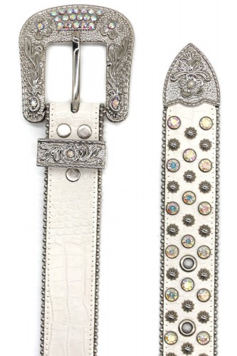 White & Aura Rhinestone Belt 2