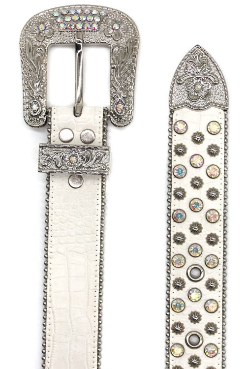 White & Aura Rhinestone Belt