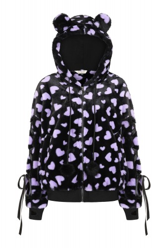 Nanami Fleece Jacket Black x Pastel Lilac - Banned