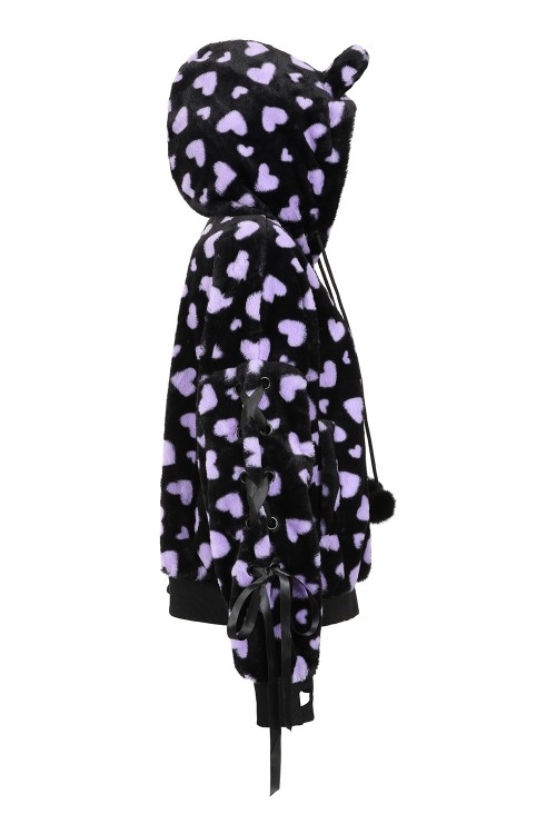 Nanami Fleece Jacket Black x Pastel Lilac - Banned