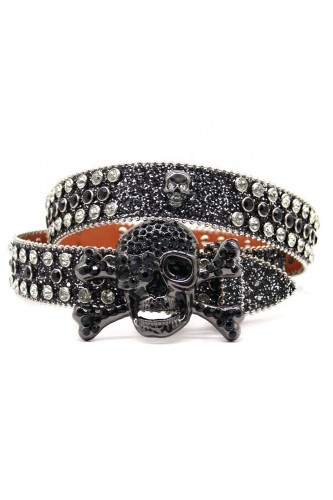 Black Skull Rhinestone Belt