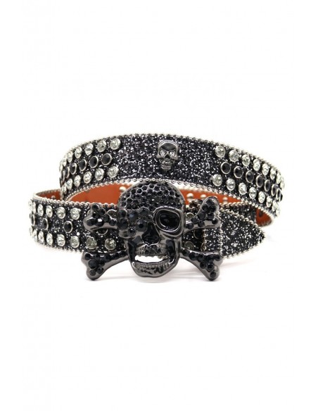 Cinturón con Brillantes Black Skull