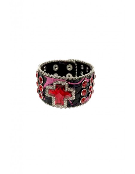 Pulsera Rokku Cross Negro x Rojo x Rosa