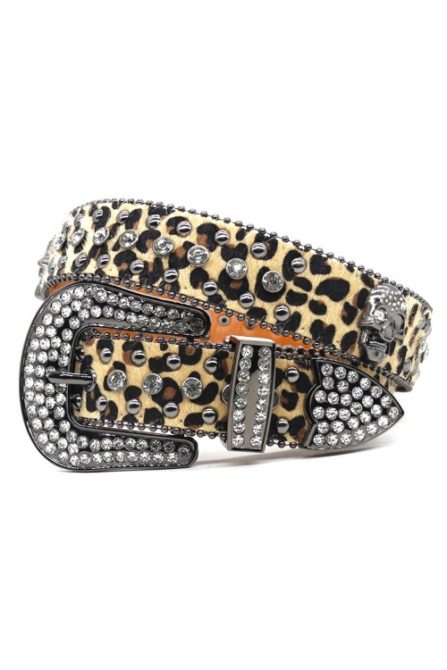 Belt with Beige Leopard Sparkles