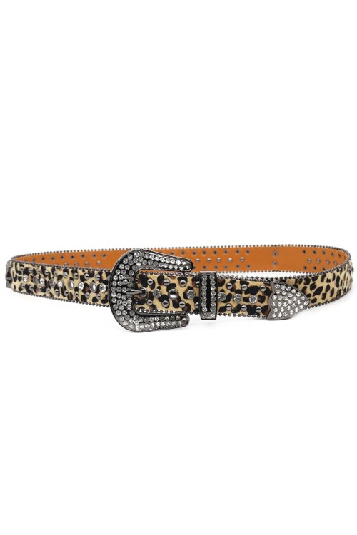 Belt with Beige Leopard Sparkles