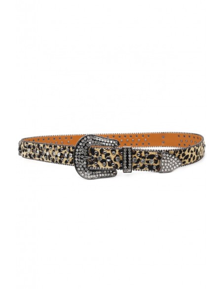 Belt with Beige Leopard Sparkles