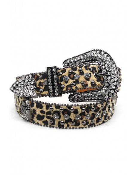 Belt with Beige Leopard Sparkles