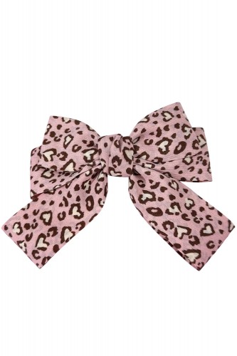 Leopard Bow Pasador Para el Pelo Rosa