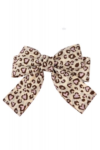 Leopard Bow Pasador Para el Pelo Beige