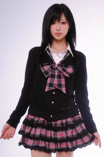 Black Cardigan with Shirt Collar - Evil Tooth