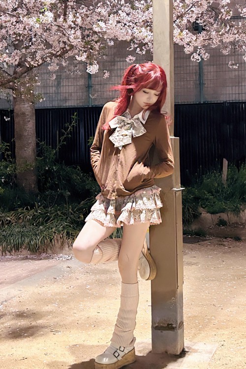 Brown Cardigan with Shirt Collar - Evil Tooth