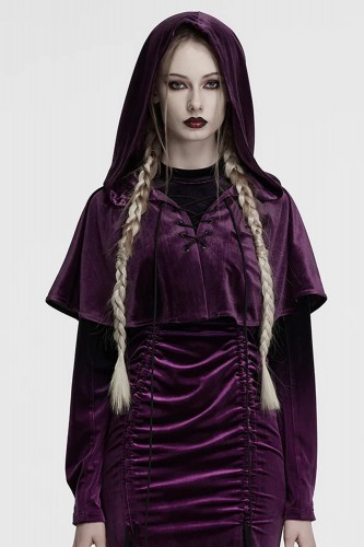 Velvet Dark Harlequin Cape in Purple - Punk Rave