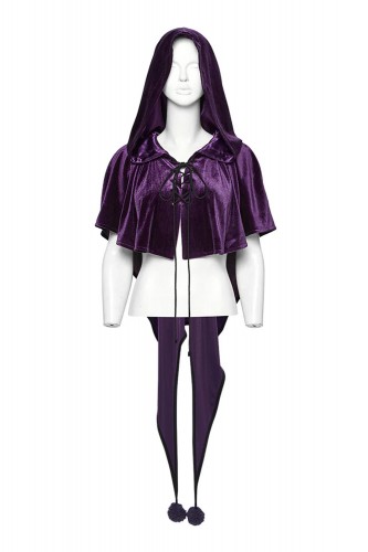 Velvet Dark Harlequin Cape in Purple - Punk Rave 2