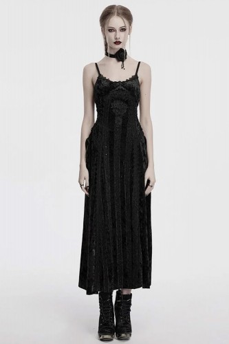 Vampiric Dreams Velvet and Rhinestone Dress in Black - Punk Rave
