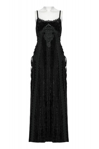 Vampiric Dreams Velvet and Rhinestone Dress in Black - Punk Rave 2