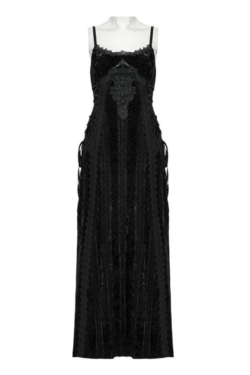 Vampiric Dreams Velvet and Rhinestone Dress in Black - Punk Rave
