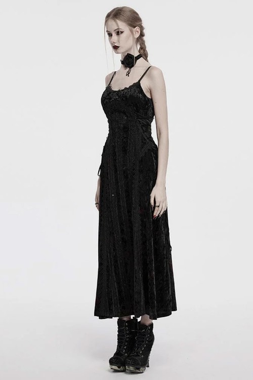 Vestido Velvet y Pedreria Vampiric Dreams en Negro - Punk Rave