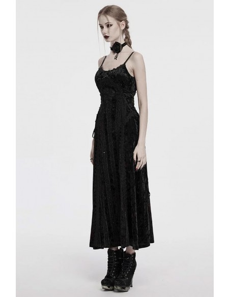 Vampiric Dreams Velvet and Rhinestone Dress in Black - Punk Rave