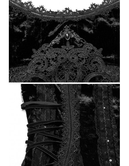 Vampiric Dreams Velvet and Rhinestone Dress in Black - Punk Rave