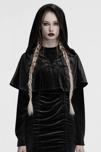 Velvet Dark Harlequin Cape in Black - Punk Rave