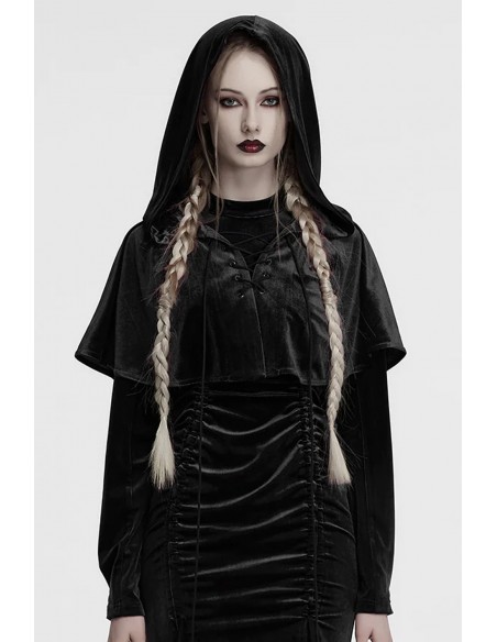 Velvet Dark Harlequin Cape in Black - Punk Rave