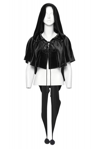 Velvet Dark Harlequin Cape in Black - Punk Rave 2