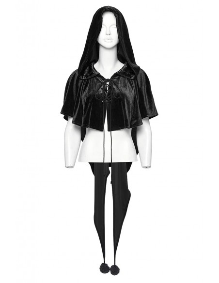 Velvet Dark Harlequin Cape in Black - Punk Rave