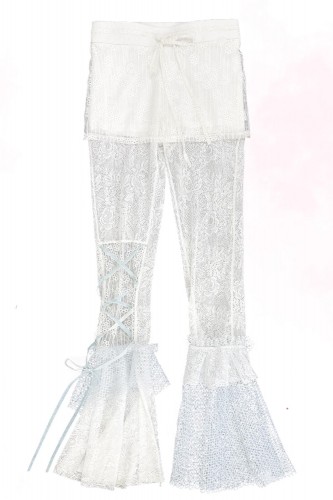 White x Blue Jellyfish Lace Trousers - Rose Island 2
