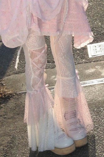 Beige x Pink Jellyfish Lace Trousers - Rose Island